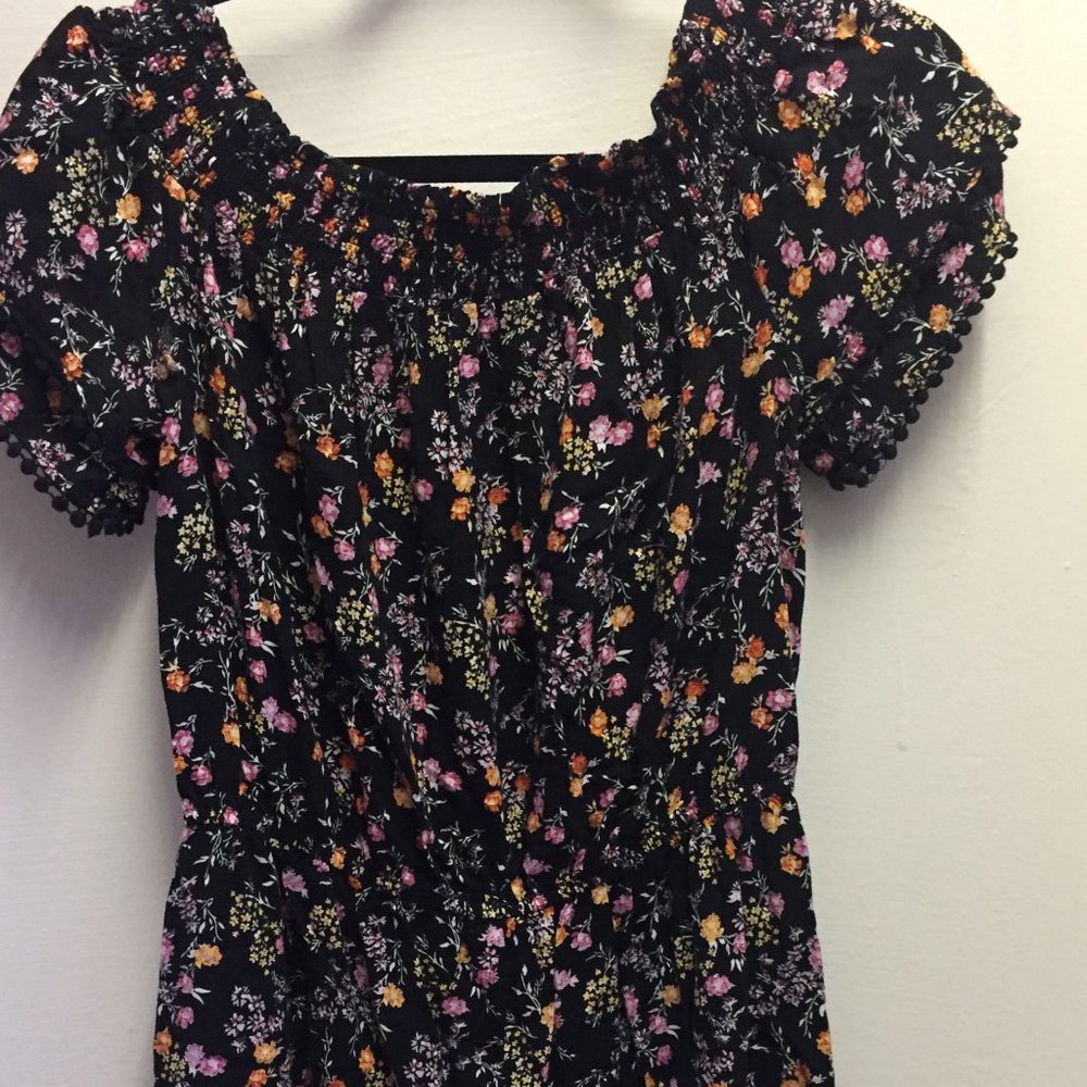 Black Floral Romper Shorts Cute Size S Small